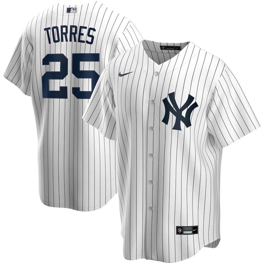 Mens New York Yankees #25 Gleyber Torres Nike White Home Replica Player Name MLB Jerseys